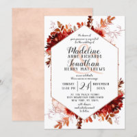 Rustikale Beauty Floral Hexagon Hochzeitseinladung