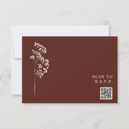 Rustikale Beet Red Gypsophila QR Code Hochzeit RSVP Karte
