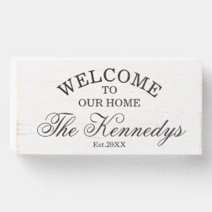 Rustikale Begrüßung unseres Zuhause-Familiennamen Holzkisten Schild