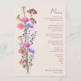 Rustikale Beige Akryllische Blüte Menükarte