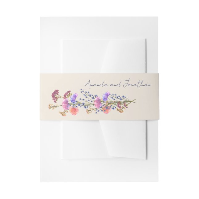 Rustikale Beige Akryllische Bouquet-Hochzeit Einladungsbanderole (Vorderseite Beispiel)