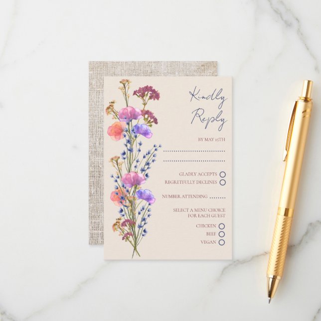 Rustikale Beige Akryllische UAWG Wedding Begleitkarte (Vorderseite/Rückseite Beispiel)