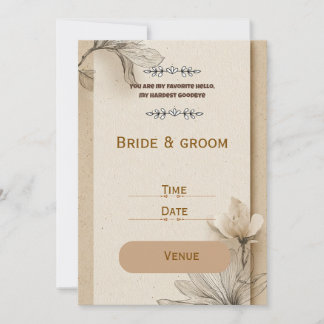 Rustikale Beige Blumen Hochzeitseinladung Einladung