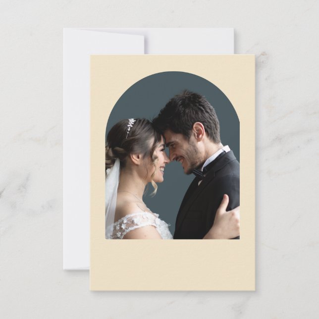 Rustikale Beige Botanische Hochzeit & Foto Dankeskarte (Vorderseite)