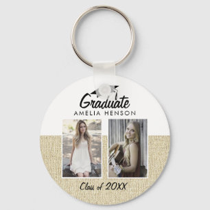 Rustikale Beige Graduate Class 2 Foto Collage Schlüsselanhänger