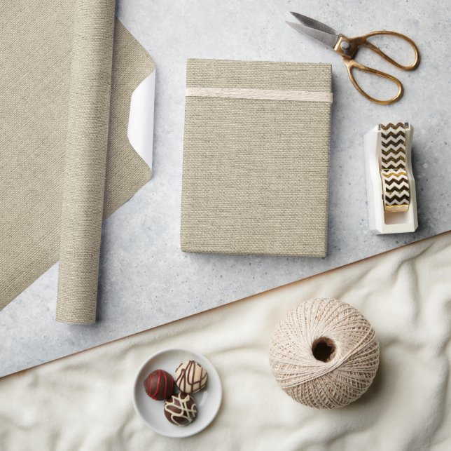Rustikale beige Imitate Burlap Texture Wrapping Pa Geschenkpapier (Kunsthandwerk)