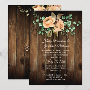 Rustikale Beige Latte Rose Nur Empfang aus Holz Einladung