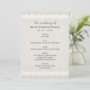 Rustikale Beige und Hochzeit Menükarte