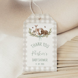 Rustikale Beige-Wald-Babyparty  Geschenkanhänger