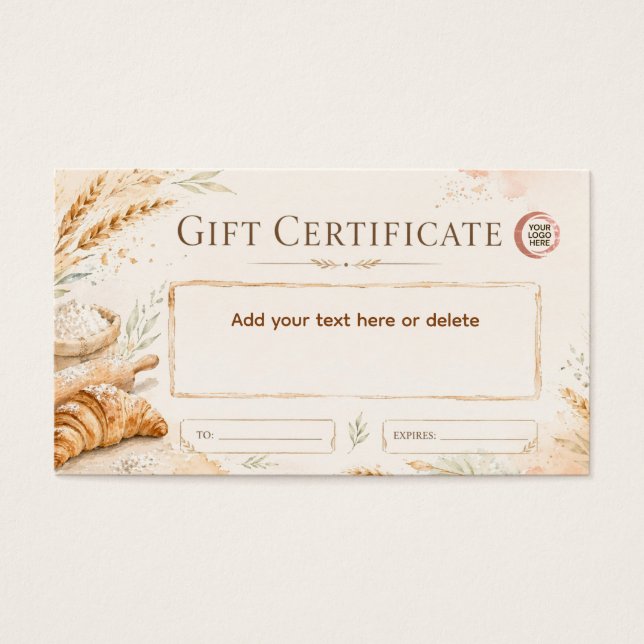 Rustikale beigefarbene Wasserfarben-Geschenkkarte  (Vorderseite)