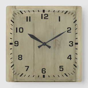 Rustikale Bemalte Holz Quadratische Wanduhr