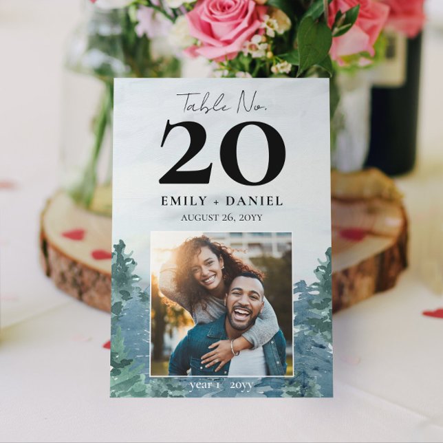 Rustikale Berge Hochzeiten Tischnummer mit Foto 12 (Choose your size and style for these Rustic Mountain Wedding Table Numbers (with Photo!))