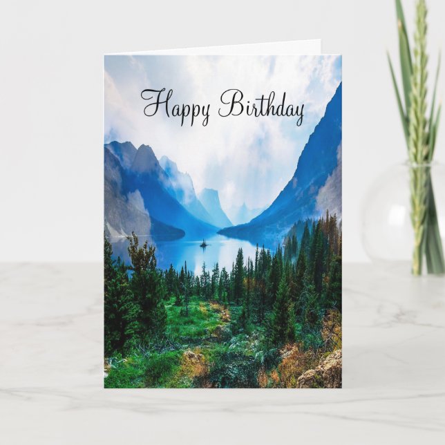 Rustikale Berge Landschaftliche Natur Geburtstag Karte (Vorderseite)