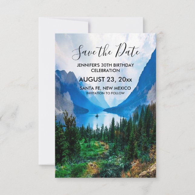 Rustikale Berge Landschaftliche Natur Geburtstag Save The Date (Vorderseite)