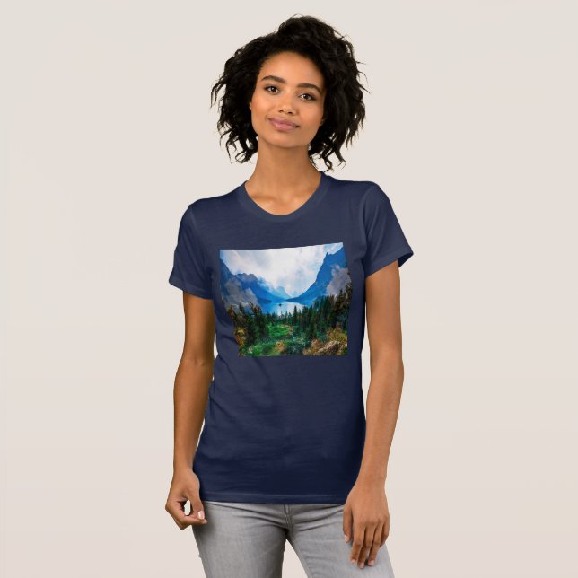Rustikale Berge Landschaftliche Natur T-Shirt (Vorne ganz)
