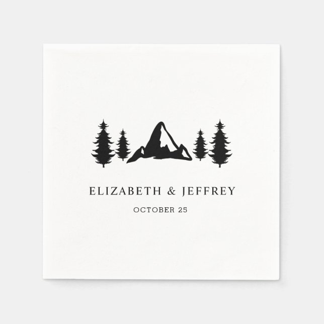 Rustikale Berge Pine Winter Wedding Napkins Serviette (Vorderseite)