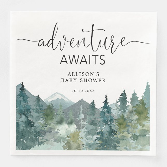 Rustikale Berge Themenwald im Freien Serviette (Vorderseite)