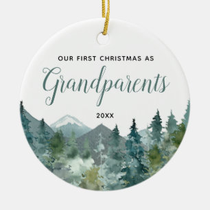 Rustikale Berge unsere ersten Weihnachtsgroßelter Keramik Ornament