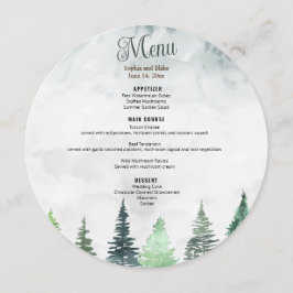 Rustikale Berge & Wälder Wasserfarbenrund Menükarte
