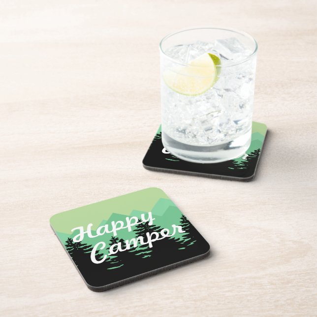 Rustikale Berge & Waldglückscamper Getränkeuntersetzer (Rechte Seite)