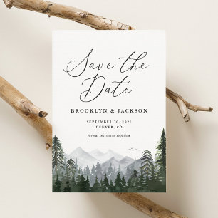 Rustikale Bergkiefern-Hochzeit Save The Date