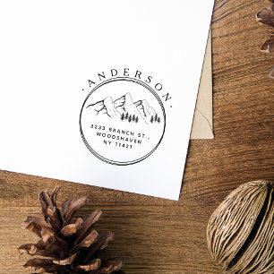 Rustikale Bergkiefern Retouradresse Gummistempel
