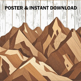 Rustikale Berglandschaft auf Holzboden Poster