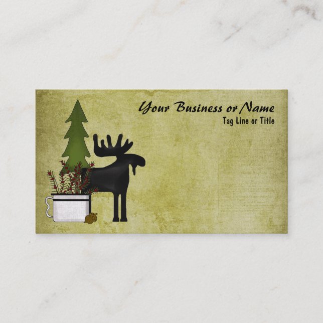 Rustikale Berglandschaft Silhouette Elche Visitenkarte (Vorderseite)