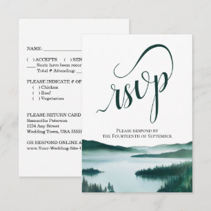 Rustikale Bergsee-Hochzeit im eleganten Skript-Sti RSVP Karte