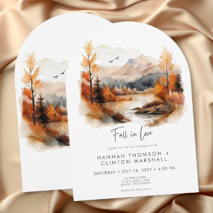 Rustikale Bergszene Hochzeit im Herbst 'Fall In Lo Einladung