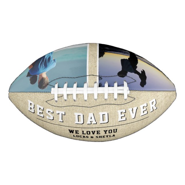 Rustikale Beste Vater Vatertag 2 FotoCollage Football (Vorderseite)