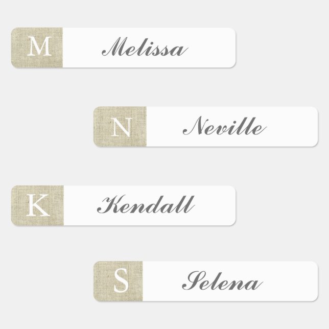 Rustikale Beutelwölkchen mit Monogramm wasserdicht Etiketten (Gruppe)