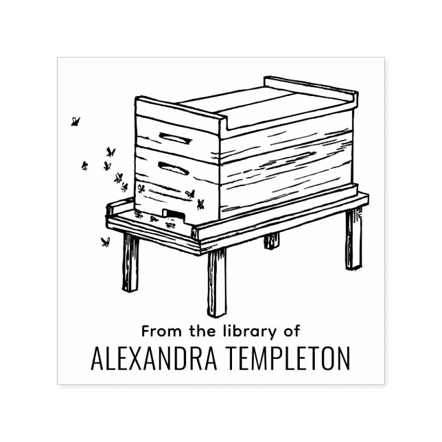 Rustikale Bienenstockbienen #4 Bibliotheksname Permastempel (Design)