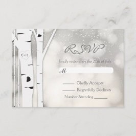Rustikale Birch Tree Winter White Snowy RSVP Card Karte