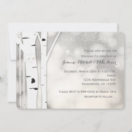 Rustikale Birch Tree Winter White Wedding Einladun Einladung
