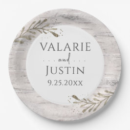 Rustikale Birch Wood Wedding Pappteller