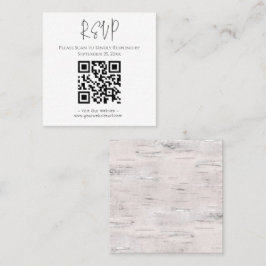 Rustikale Birch Wood Wedding Square Visitenkarte