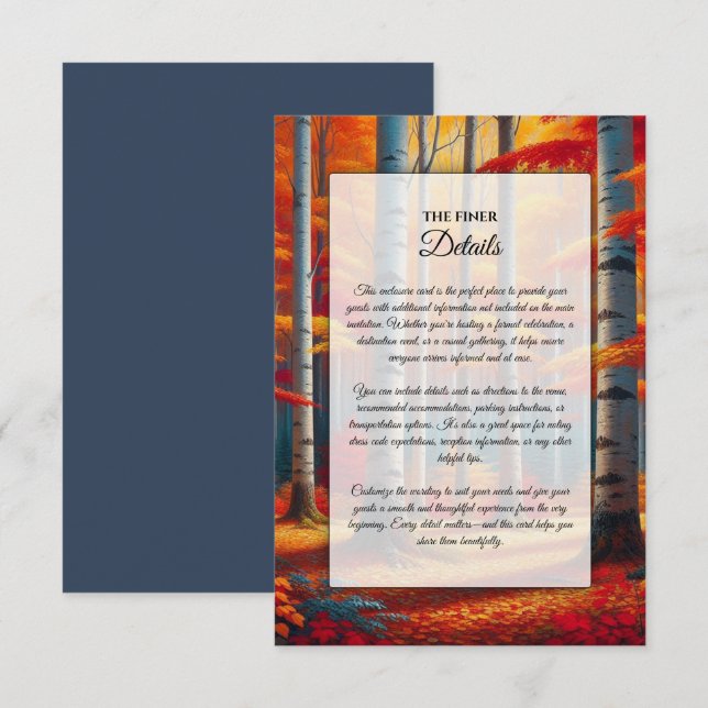 Rustikale BirkenbaumHochzeit im Herbst Begleitkarte (Vorne/Hinten)