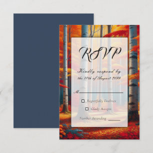 Rustikale BirkenbaumHochzeit im Herbst RSVP Karte