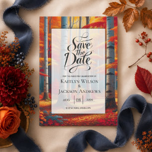 Rustikale Birkenhochzeit im Herbst Save The Date