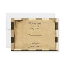 Rustikale Black Sepia Karo Response Card