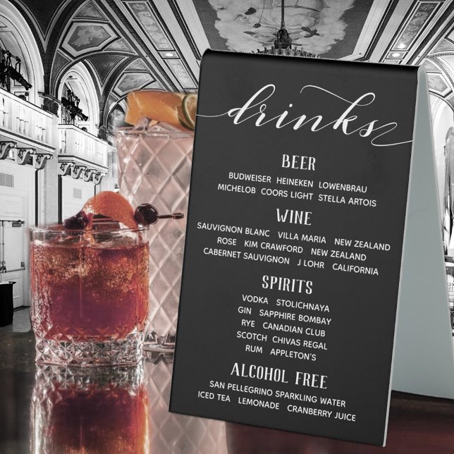 Rustikale Blacksmith-Kalligrafie-Hochzeit-Bar Tischaufsteller (Von Creator hochgeladen)