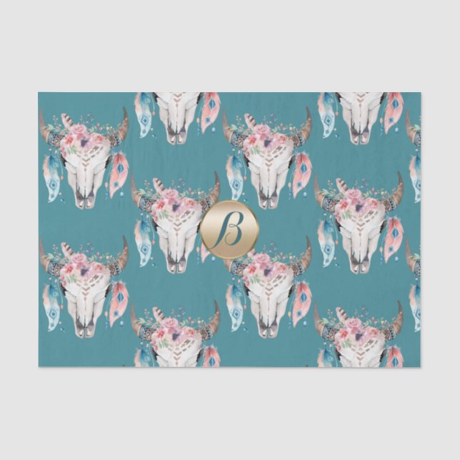 Rustikale Bläschen Boho Monogramm Personalisiert Seidenpapier (Vorderseite)