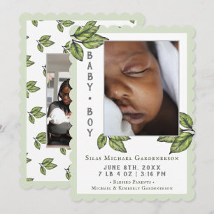 Rustikale Blätter Ankündigung von Baby Boy