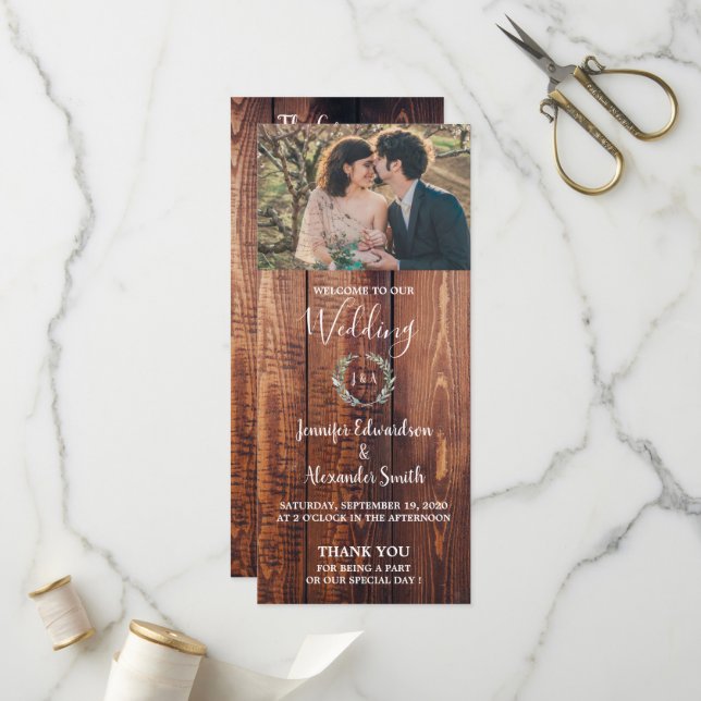 Rustikale Blätter auf Foto-Hochzeitskalender aus S Programm (Vorderseite/Rückseite Beispiel)