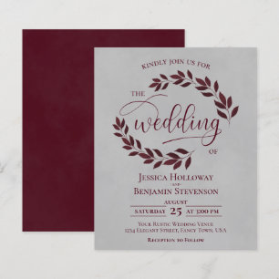 Rustikale Blätter Burgund Gray BUDGET Hochzeit ein