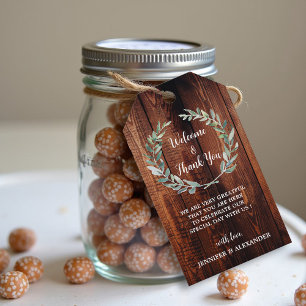 Rustikale Blätter Hochzeit Herzlich willkommen Geschenkanhänger