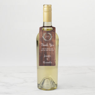 Rustikale Blätter Holz Danke für Ihre Hochzeit Flaschenanhänger