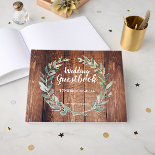 Rustikale Blätter in Aquarelltönen Gästebuch