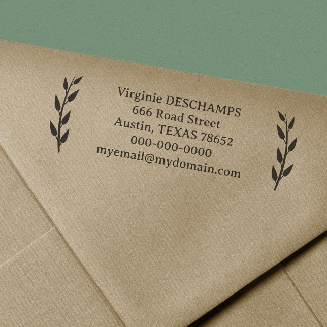 Rustikale Blätter Rücksendeadresse Permastempel (Rustic Leaves Return Address Self-inking Stamp)